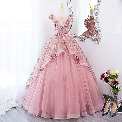 2023 Flower Applique Quinceanera Dresses Sleeveless Floor Length Ball Gown Prom Dress with Ruffles2