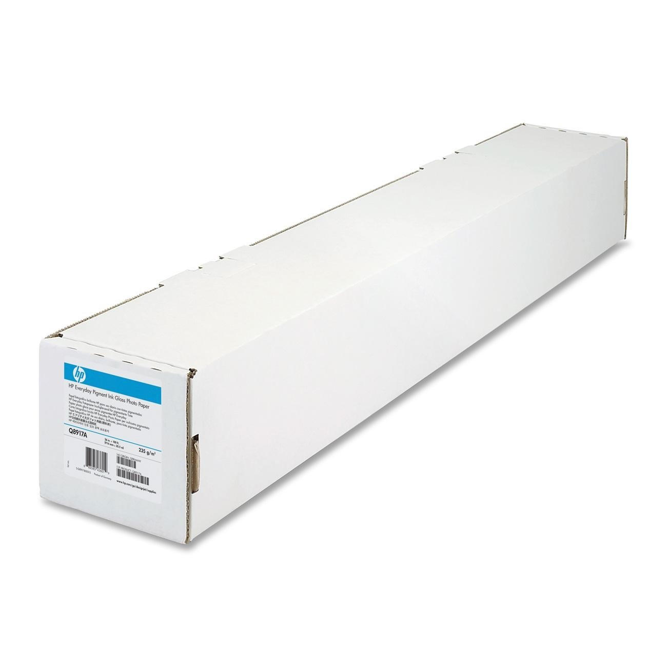HP Everyday Pigment Ink Photo Paper Roll, 9.1 Mil, 36" X 100 Ft, Glossy White