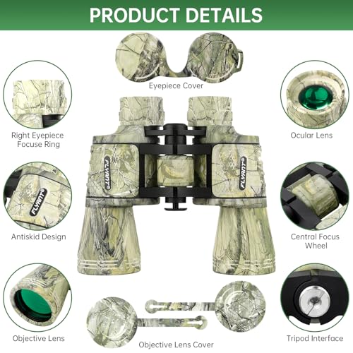 Image of 20x50 High Powered Binoculars for Adults, Waterproof Binoculars with Low Light Vision for Bird Watching Hunting Camping Travel Cruise Hiking Sports Stargazing, Unique Gifts for Men