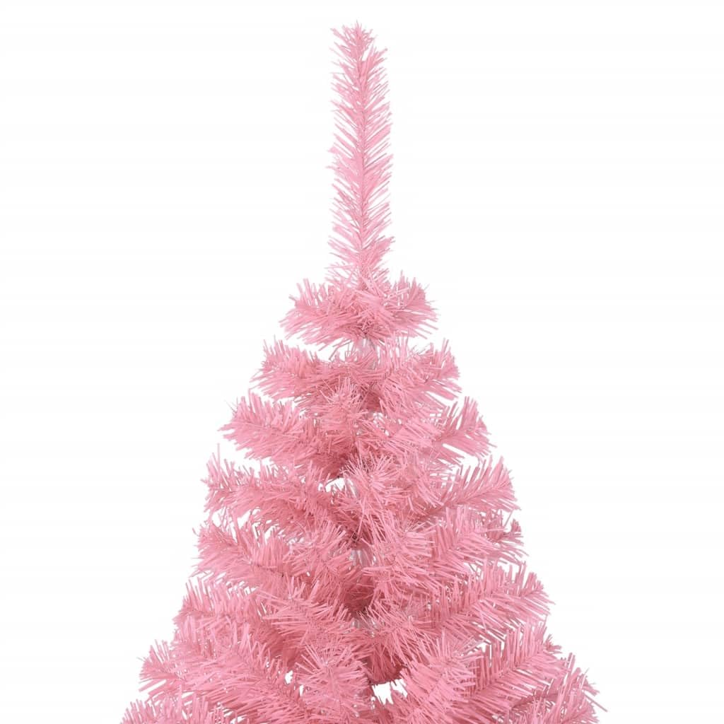 Árbol de Navidad artificial de PVC rosa de 240 cm con soporte de acero resistente, diseño semicircular, 1050 ramas, ideal para decoración festiva