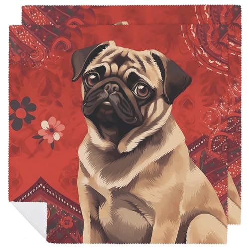Servilletas de Tela Reutilizables Set de 2 con Diseño de Pug miniatura 1