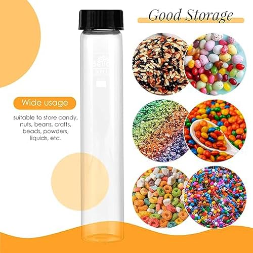 Image of Bello 50ml Clear Glass Vials Culture Tube with PE Stopper, 20pcs Leak-Proof Glass Bottles Containers for Storage Liquid, Essential Oil, Pills and Lab Home Kitchen Use
