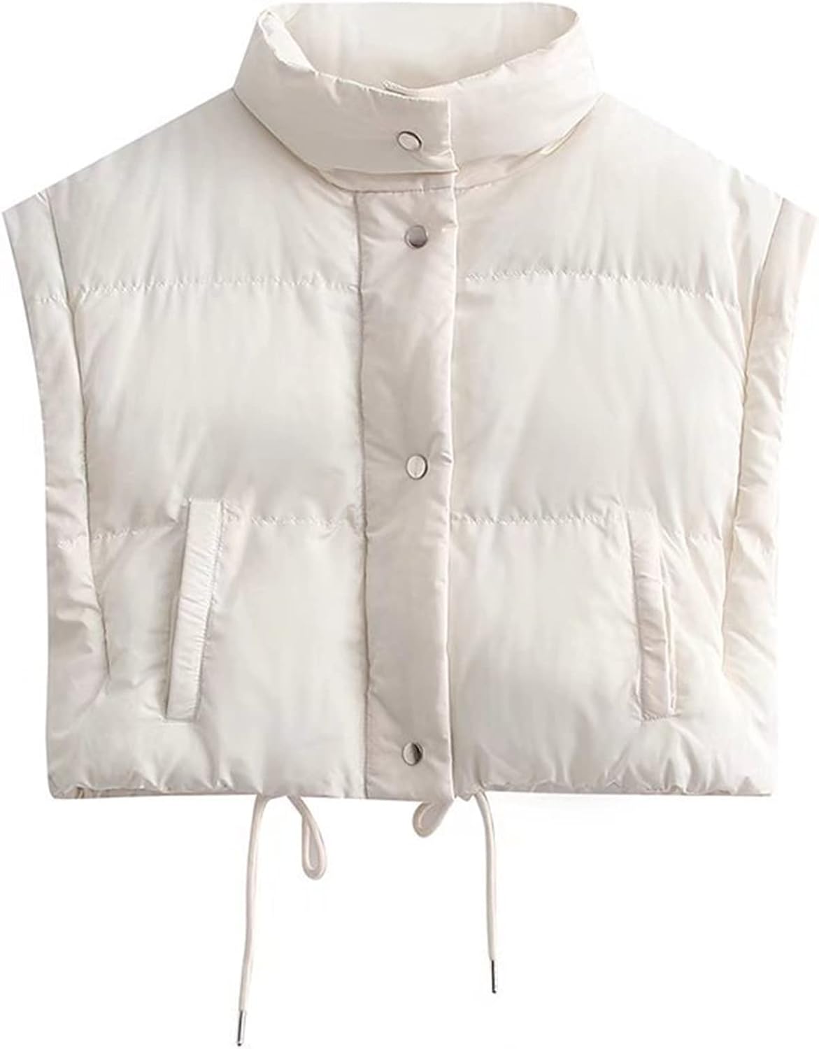 Flygo Women's Winter Puffer Jacket Baggy Crop Down Coats with Removable Sleeve