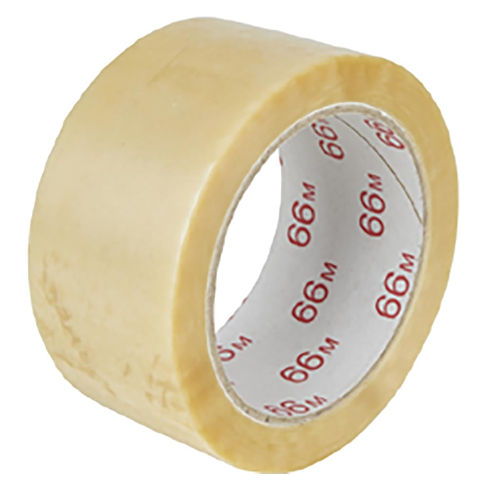 FRANZ MENSCH 36 Stück Burmann Packband mit Naturkautschuk-Kleber, ca. 52my, leise abrollend | PVC, transparent, L: 66m, B: 5cm, 52my, Packband, Klebeband, Verpackungsband