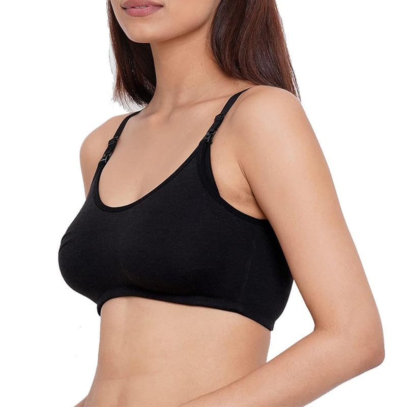 Image of Inner Sense Organic Cotton Bamboo Nursing Bra for Women I Non Padded Feeding Bra with Keyhole Back Design I Wire Free Maternity Innerwear with Full Coverage