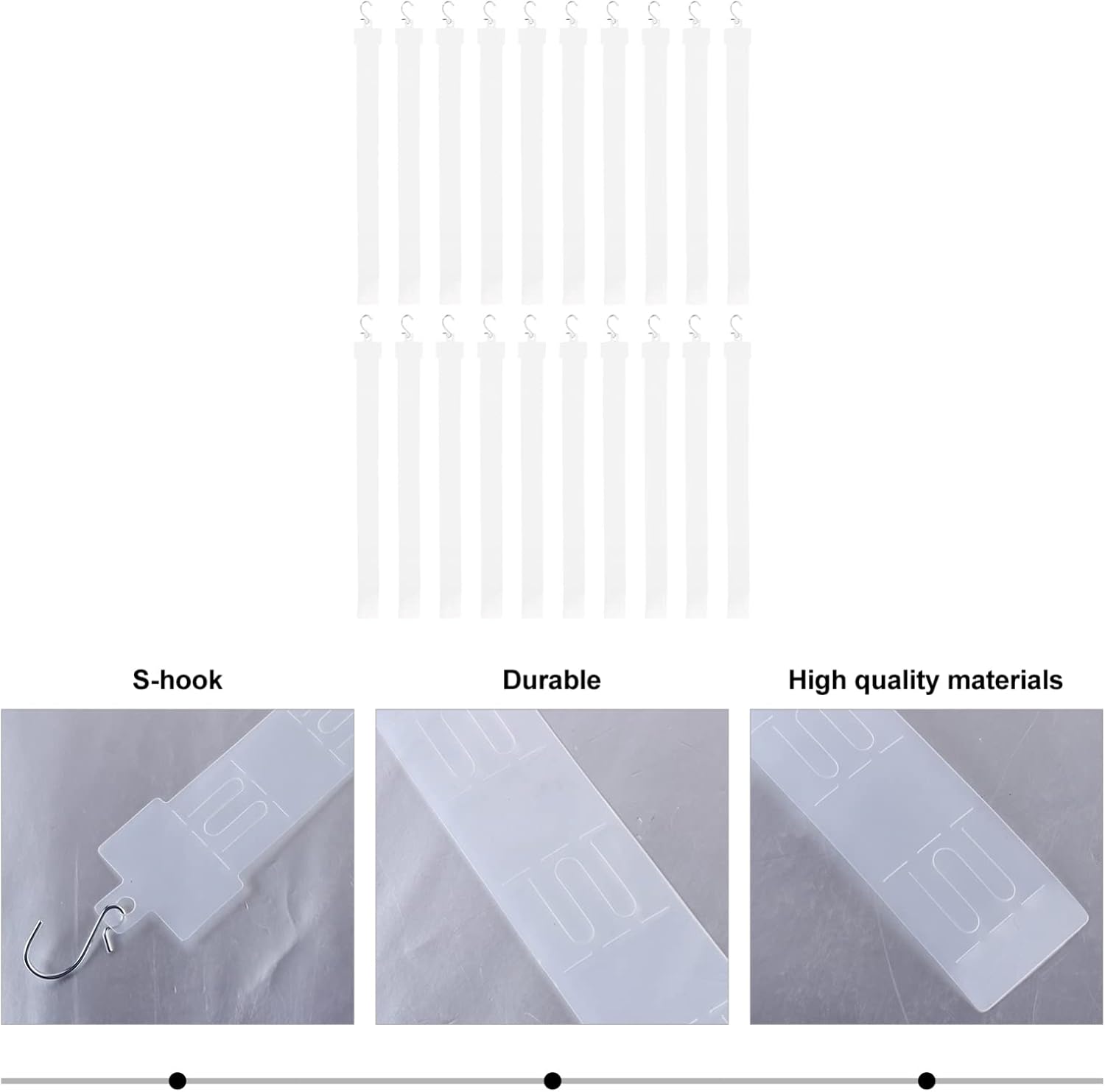 iplusmile 60pcs Plastic Hanging Strips with Hooks Display Hangers for Organizing Merchandise Space-Saving Design for Retail and Supermarket Use High Strength Plastic