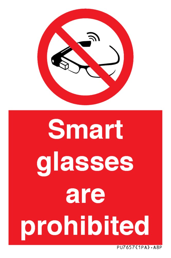Smart glasses are prohibited Sign - 50x75mm - A8P