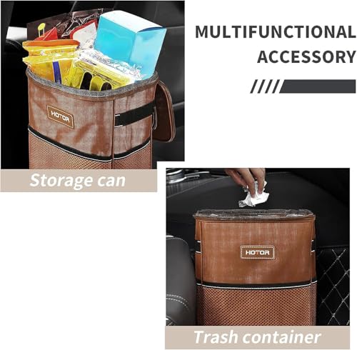 Image of HOTOR Car Trash Can, Leakproof Car Organizer, 2-Gallon, Brown