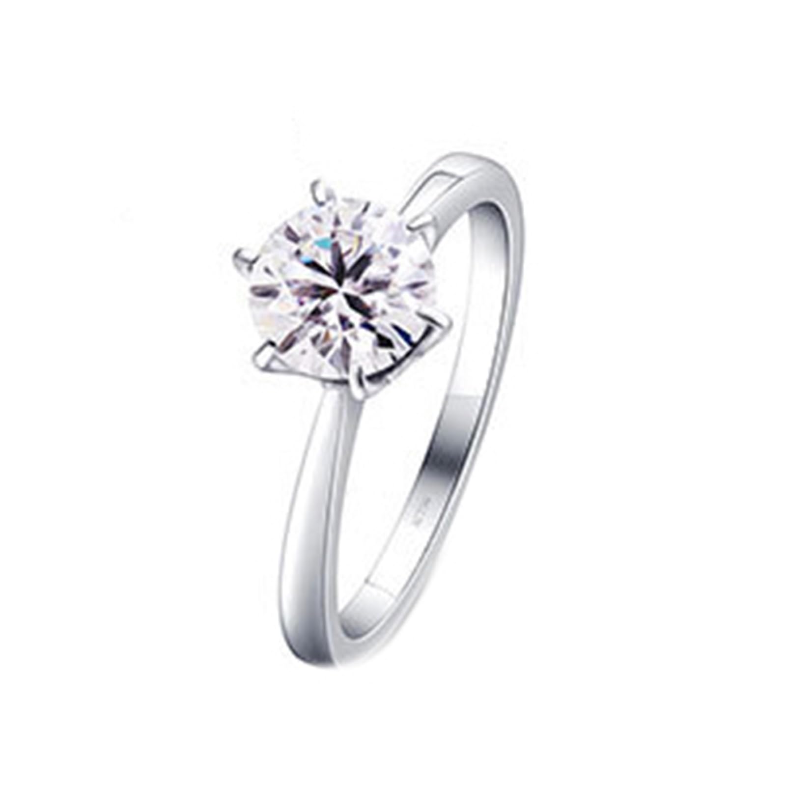 Alianzas de boda para mujer, oro de 14 K/18 quilates, 0,5 quilates, corte redondo, solitario, oro blanco, anillos de compromiso con diamante cultivado en laboratorio para ella