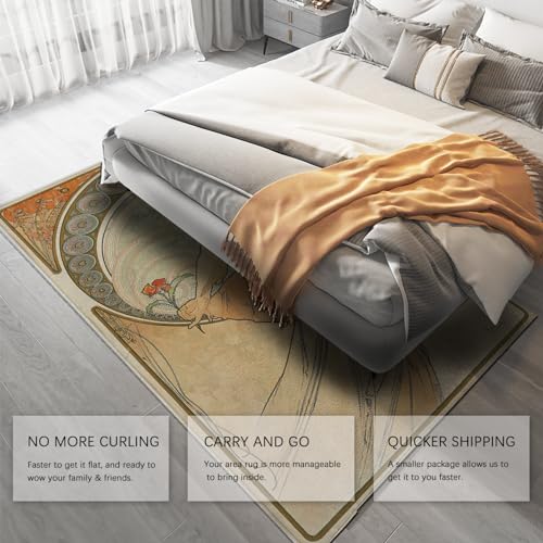 Tapis Alphonse Mucha grand format 90x150cm tapis de sol esthétique
