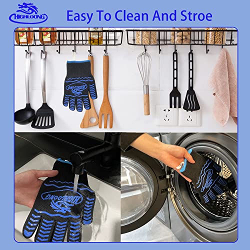 Image of BBQ Grill Gloves Heat Resistant, 1472℉ Heat Resistance Fireproof Glove for Grilling Smoking Barbecue Oven Mitts Extreme Hot Proof Mittens for Kitchen Cooking Baking