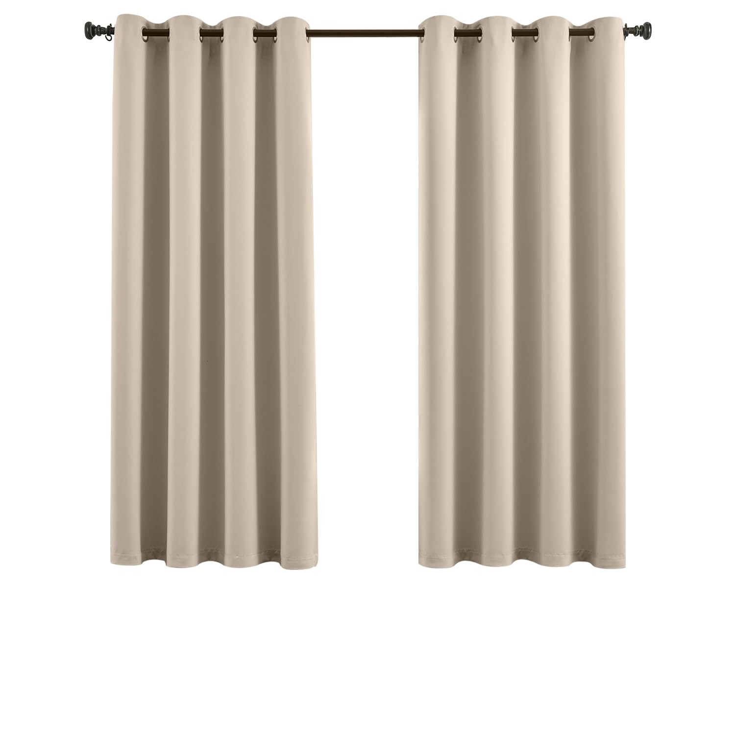Vangao Rideau Occultant avec Oeillets Salon Fenetre Chambre Rideaux Thermiques avec Œillets 140L x 175H cm Lot de 2 Passe Tringle Opaque Moderne Interieur Anti-Bruit et UV, Beige