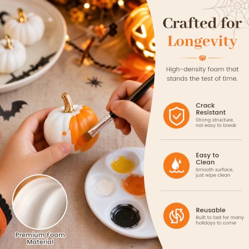 Image of DomeStar 18 PCS White Pumpkins for Decoration, Small White Pumpkins | Assorted Sizes for Wedding Thanksgiving Farmhouse, Table Decor