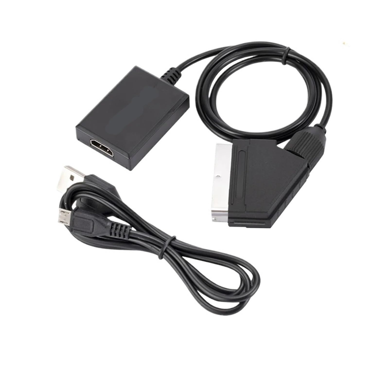 GRWIBEOU HDMI-Compatible to SCART Video Audio Converter Adapter for HD TV DVD for Sky Box STB Plug and Play Power Cable Upscale