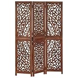 Gecheer 3-TLG. Raumteiler Handgeschnitzt Braun 120×165 cm Mangoholz, Raumtrenner Paravent für Open-Space Büro Event-Location Co-Working Space285338