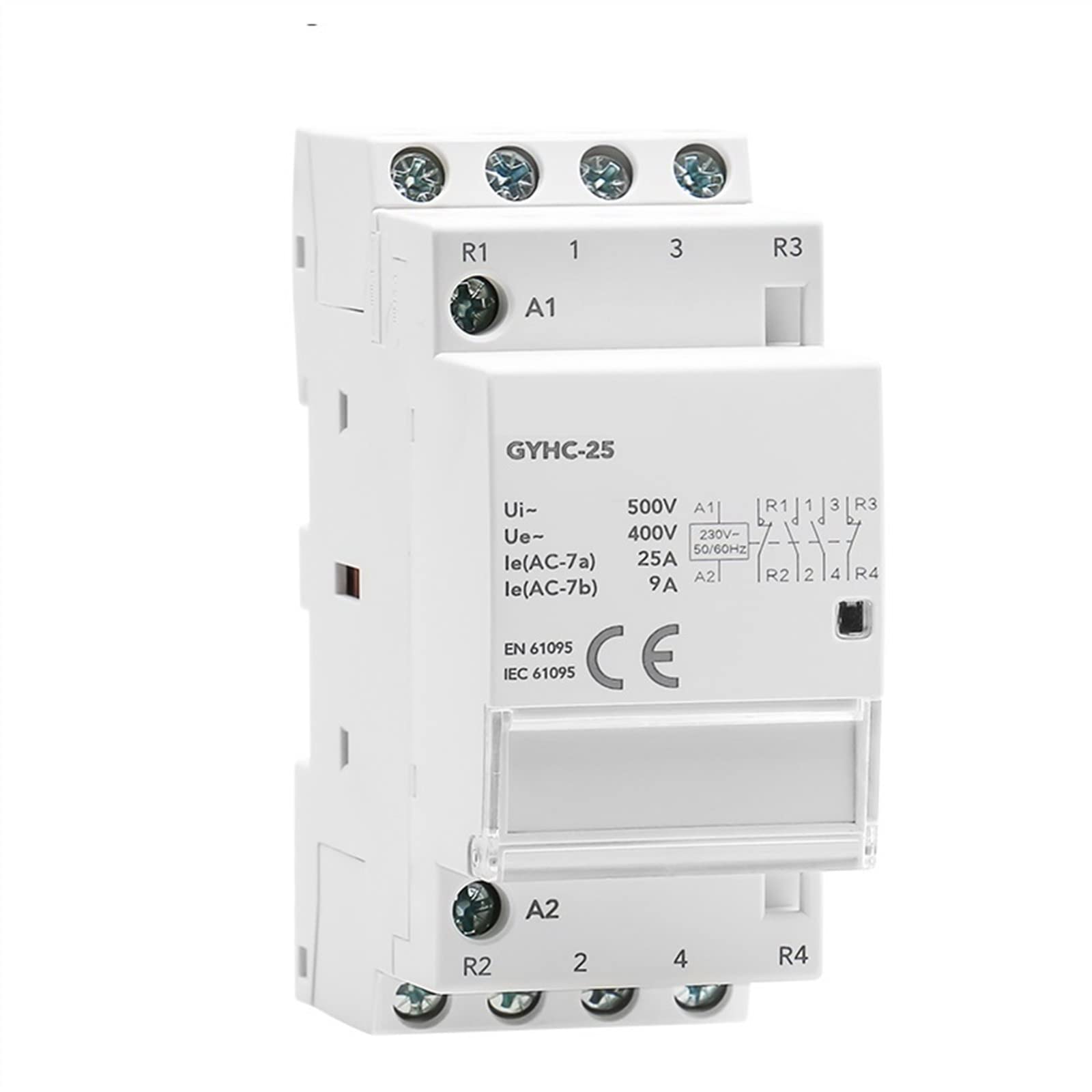 YFHGULBTK Automatic Modular Household Contactor AC230V 4P 25A 4NO 2NO2NC 3NO1NC 50/60Hz 1Pcs(4P 25A 4NC)