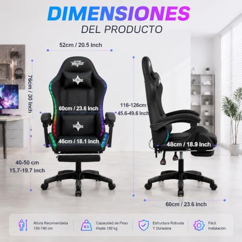 Lista de Silla gamer con luces comprados en linea. 8 Lista de Silla gamer con luces comprados en linea. 8