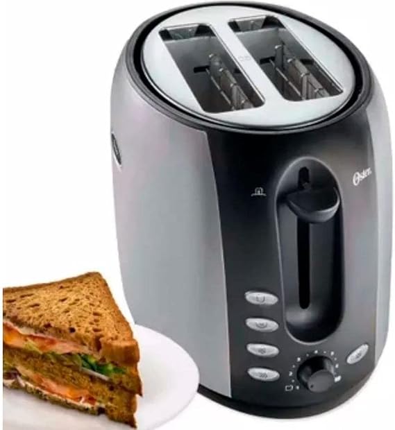 Oster 2-Slice Toaster with Extra Wide Slots, Bagel Toaster for All Bread Types, Brushed Stainless Steel