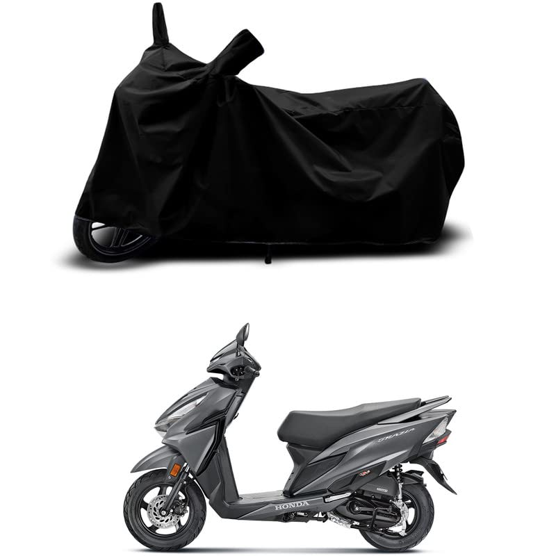 Image of 100% Scratchproof /UV-Rays /Heat Protection /Birds Dropping /Water Resistant /Dust Proof /Waterproof /Full Bike Scooty Two Wheeler Body Cover Compatible for Honda Grazia All Varients[Black]