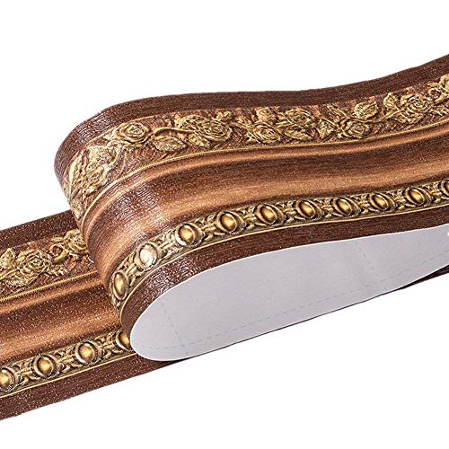 Redodeco 3D Pattern Self Adhesive Floral Molding Pvc Wallpaper Border Home Deco (Dark Brown) #TOP12