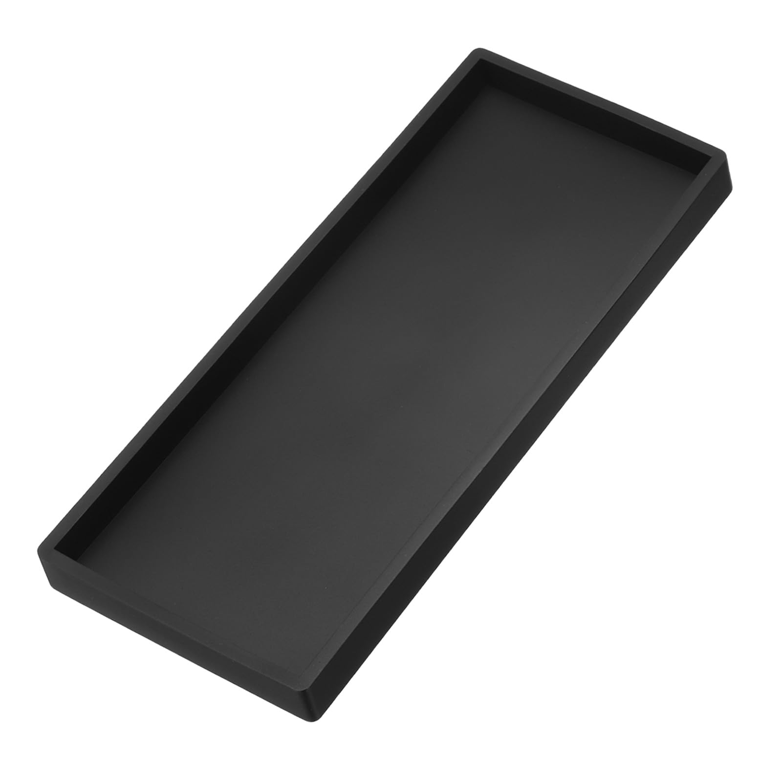 PATIKIL Silicone Bathroom Tray, 12" x 5" Soap Dispenser Tray Jewelry Organizer Dish for Restroom, Dresser, Kitchen Sink for Jewelry, Coin, Key, Black