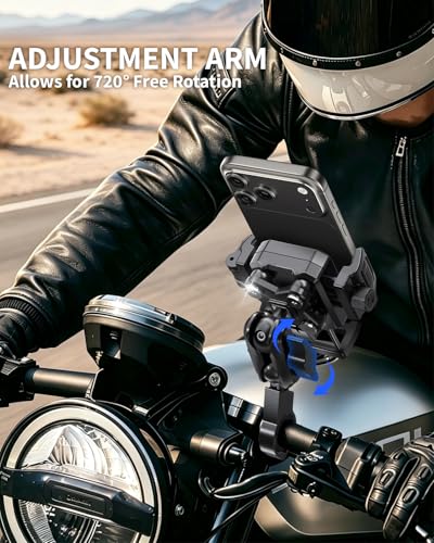 Image of Delobon Motorcycle Phone Mount with Upgraded Dampener for Bike Phone Holder | One-Handed, Camera-Friendly Phone Holder for Motorcycles, E-Bikes, Scooters, Iphone, Samsung, and 6-7.2 inch Phones.
