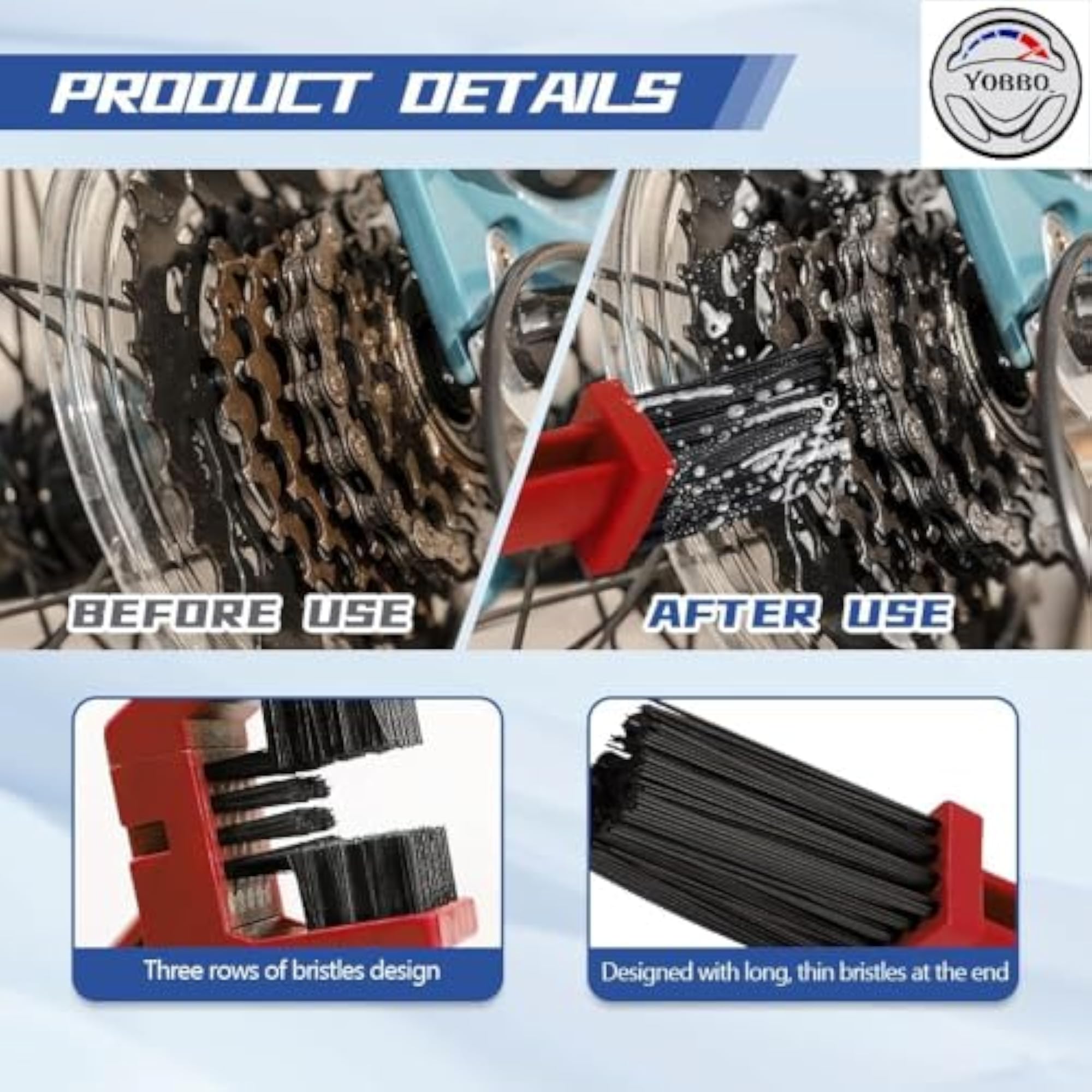 Universal Bike & Cycle Gear Chain Cleaning Brush with Soft Bristles