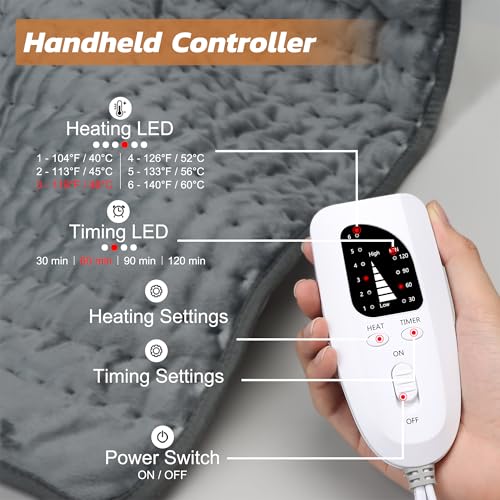 Image of Electric Heating pad for Back Neck Shoulder Knee Arms Legs- Electric Heat Pads with 6 Heat Settings & Auto Shut Off Heat Heating Pad for Birthday Mother Father Girl Men Women