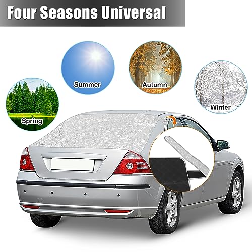 Image of X AUTOHAUX Black Rear Windshield Cover for Ice and Snow Magnetic Car Window Shades Anti Ice Dust Sun for Automotive Rear Windshield with Reflective Side