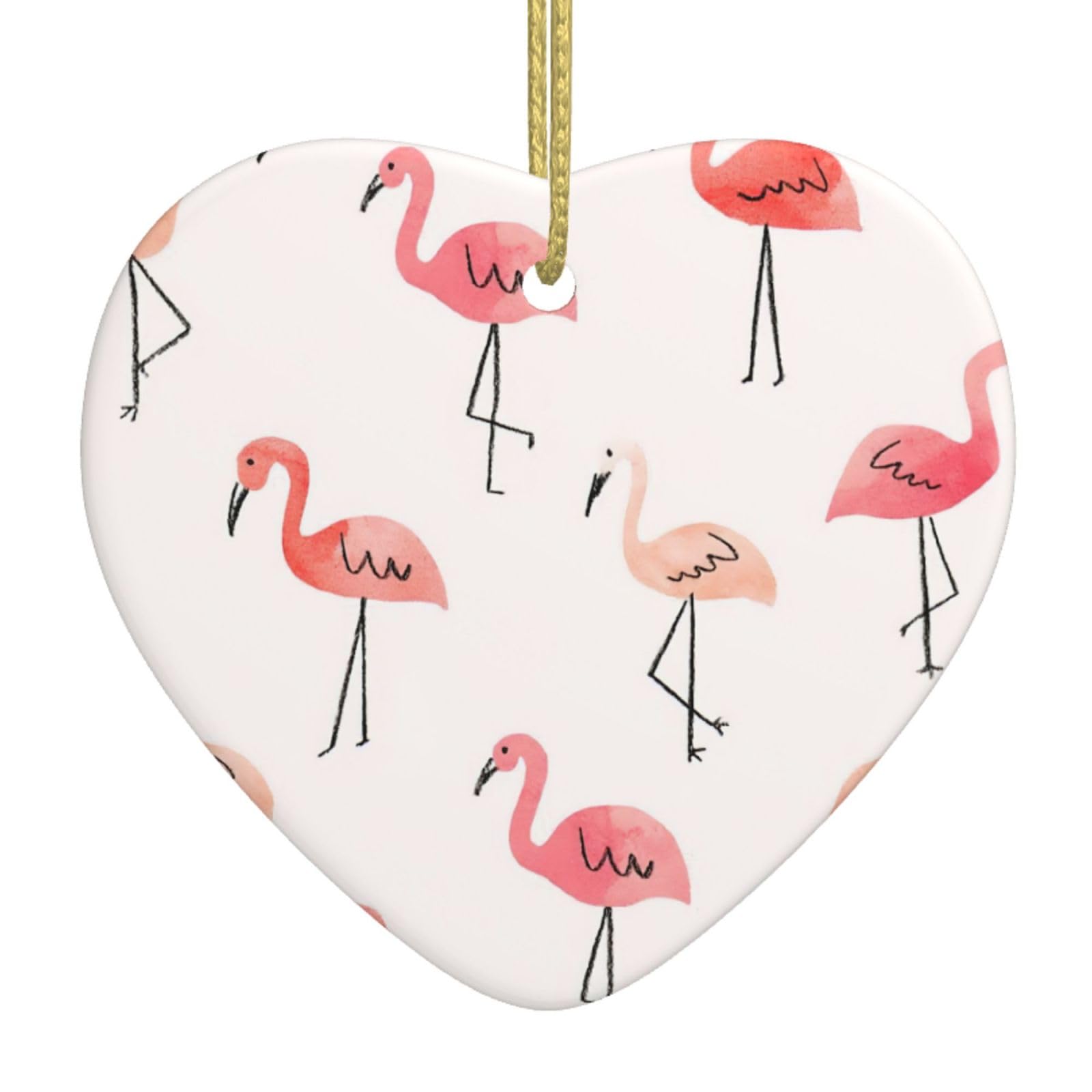 Nbtghga White Flamingo. Print Christmas Ornaments, Ceramic Hanging Ornament, Xmas Tree Decoration, Holiday Home Decor