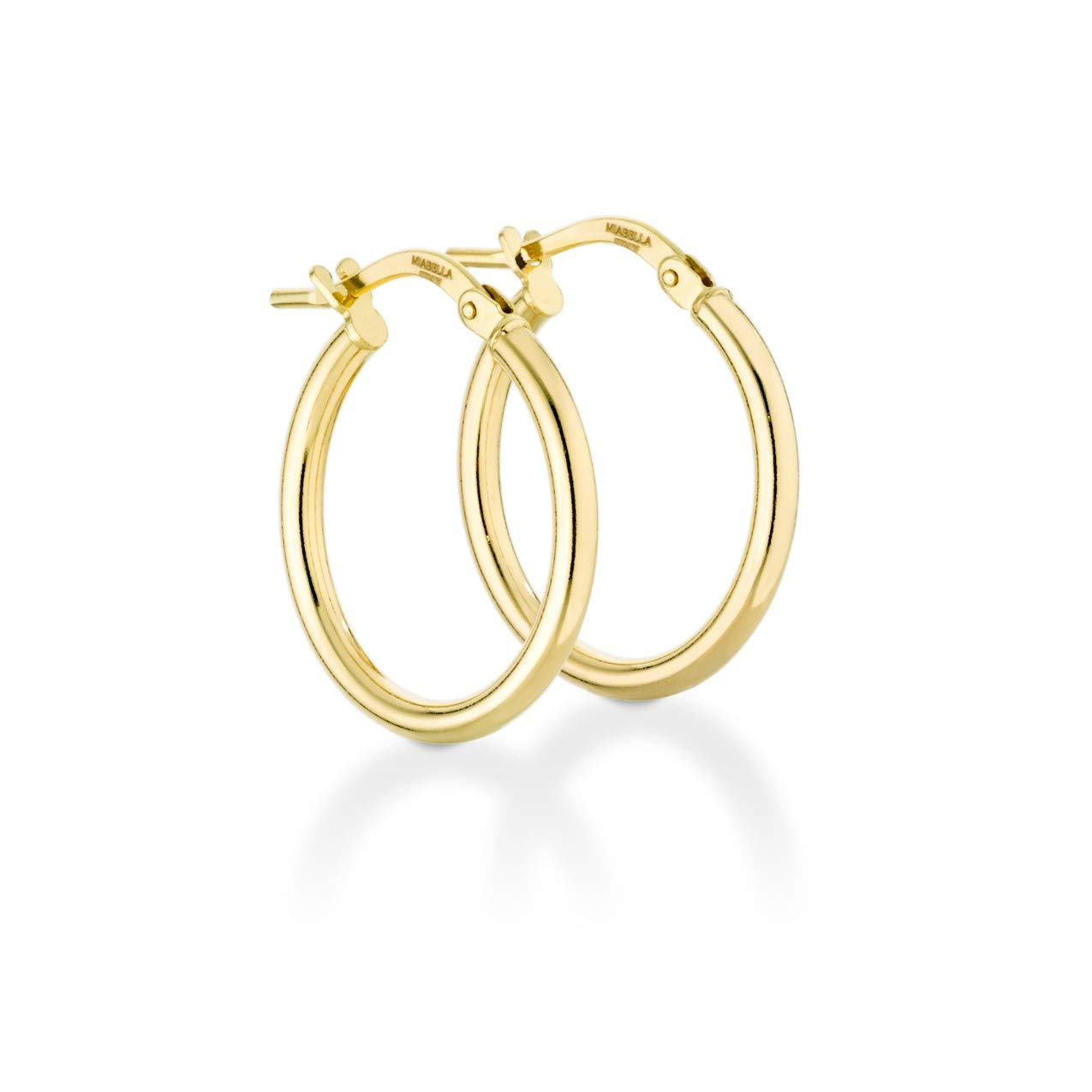 Miabella 18K Gold Over Sterling Silver 2mm High Polished Round Tube Hoop Lightweight Earrings for Women Made in Italy
