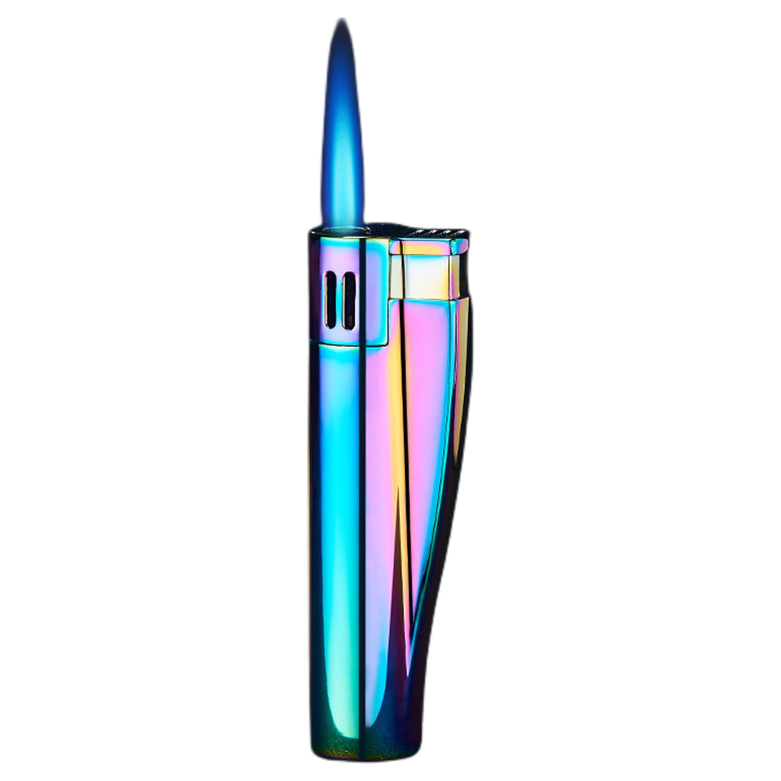 KAIEOMGN Butane Torch Lighter, Adjustable Pocket Windproof Jet Flame Lighter for Candles Camping Barbecue Kitchen (No Gas) (Color Ice)