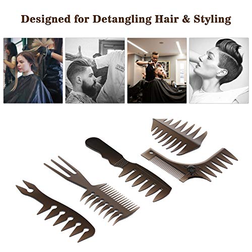 KKmoon Kit de pentes de plástico 5 peças de penteado para desembaraçar cabelo Pente de dente largo P