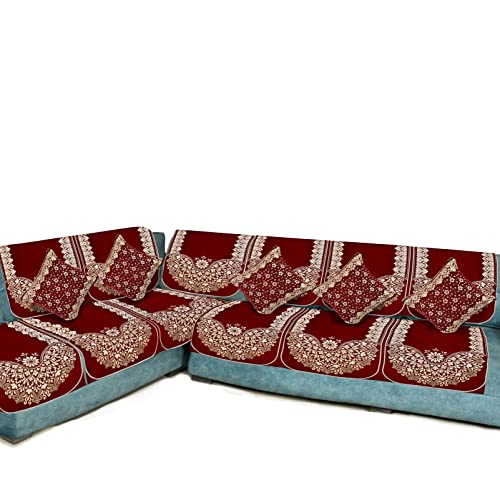 Image of L Shape Sofa Cover Set 7 Seater with 5 Cushion Covers - Premium Stretch Fabric, Soft, Anti-Slip, Washable Sectional Couch Cover (Maroon)