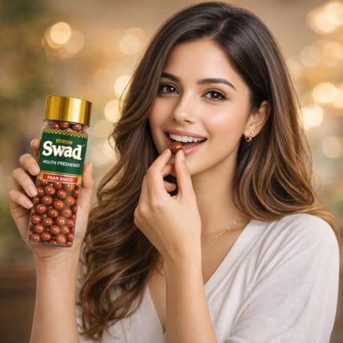 PANJON SWAD Paan Shots (Instant Pan Candy Mouthfreshener Mukhwas) Real Pan Toffee Balls, 1 Bottle, 150 Gram