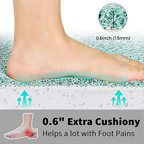 Rzoysia 0.6" Thick No Suction Cups Non Slip Shower Mat, 16"X27.5", Two Colors Design Anti-Dirty Bathtub Mat, Pvc Loofah Massage Foot Mat For Bathroom, Quick Drying, Anti-Fatigue #TOP1