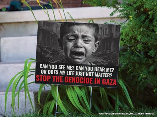 Stop the Genocide in Gaza Yard Sign: War Protest, Double Sided | 24"x 18"