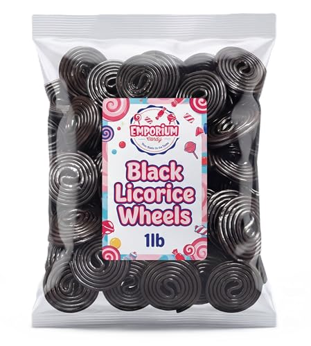 Caramelos de regaliz negro en rueda 1 lb bolsa a granel miniatura 3