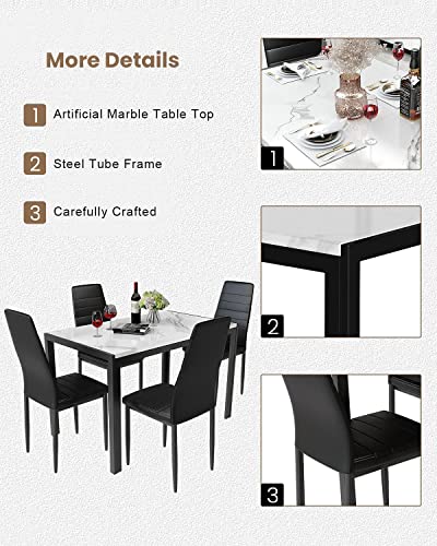 DKLGG-Faux-Marble-Dining-Set-for-Small-Spaces-Kitchen-4-Table-with-Chairs-Home-Furniture