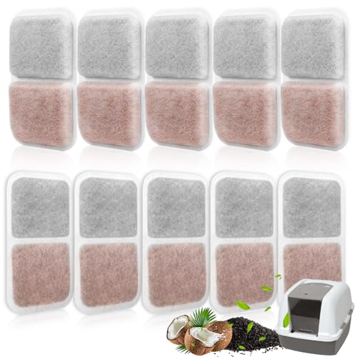 10 Pack Filter Replacement for Catit Litter Boxes Jumbo/Regular/Catit Smartsift Litter Box Dual Action Air Purifier Pads to Absorb and Fresh Litter Box Odors