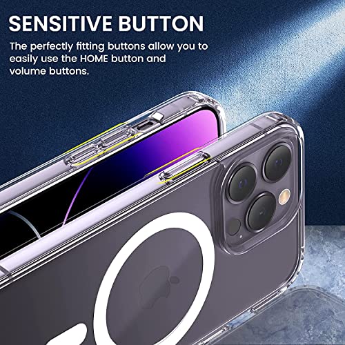 Image of eller sante Glassy MagPro for iPhone 14 Pro Case Cover, Crystal Transparent, Non-Yellowing, Shockproof, Scratch Resistant, Slim, Thin, Military-Grade Protection Compatible with MagSafe Back Cover
