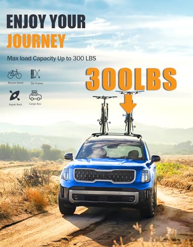 Image of KINGGERI 300lbs Lockable Roof Rack Cross Bars Compatible with Kia Telluride X-PRO X-LINE 2023 2024 2025 with Raised Side Rails, Heavy Duty Aluminum Roof Rails Crossbars Luggage Accessories