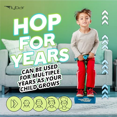 Image of Flybar My First Foam Pogo Jumper for Kids Fun and Safe Pogo Stick for Toddlers, Durable Foam and Bungee Jumper for Ages 3 and up, Supports up to 250lbs (Blue LED)