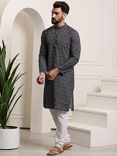 Image of SOJANYA (Since 1958 Men's Cotton Print Kurta & Churidar Pyjama Set
