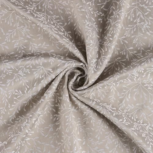 Image of haus & kinder Printed Jacquard Window Curtains 5 Feet Long Pack of 2 Window Curtains, 5 Feet Curtains for Window (Willow Breeze, Ivory Nature 130x152 CM)