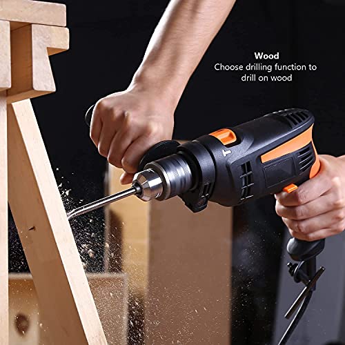 Bohrmaschine, Schlagbohrmaschine, 710 W, 44800 IPM, 10 Zubehör-Set, Bohrfutter 13 mm, Griff drehbar um 360 °. – Bild 6