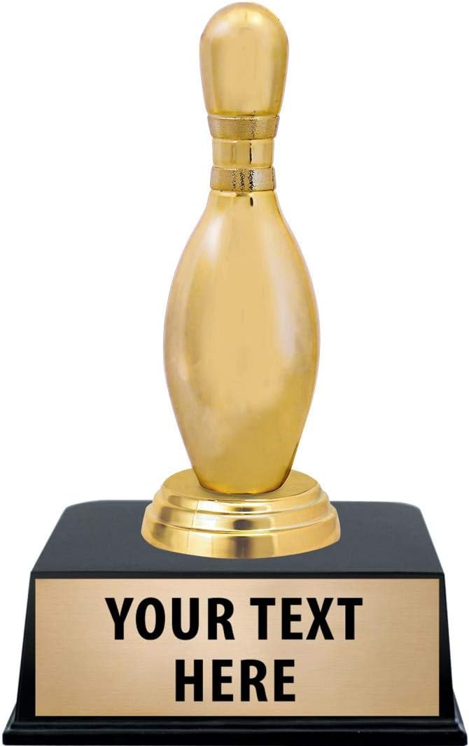 Crown Awards Bowling Trophies with Custom Engraving, 6" Personalized Gold Bowling Pin Trophy On Black Base Prime