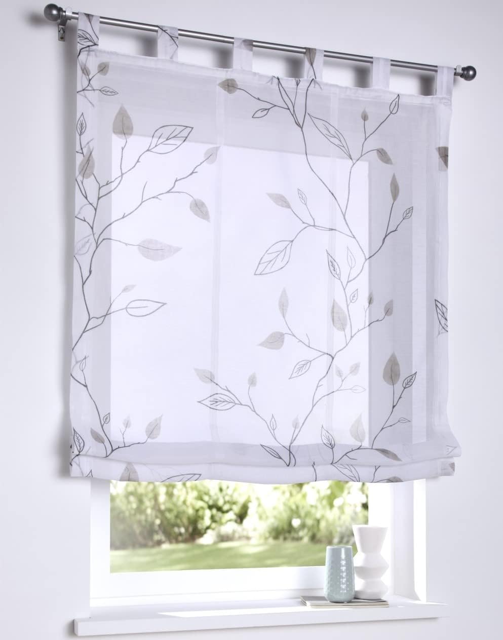 Store bateau Bonnie Kutti, blanc et gris, 80 x 140 cm