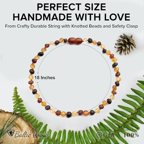 Baltic Proud Amber Necklace for Women and Men (Authentic, Certified) - 18 inches, Multi Raw (Unpolished) - Unisex Amber Jewelry for Adults - Bead Necklace2