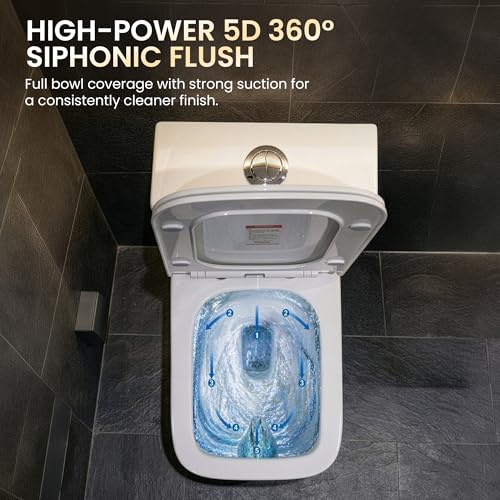 Image of Johnson Spun Floor Mounted S-Trap 220 mm One-Piece Closet with Soft Close Slim Seat Cover (PP) | 675x375x775mm | Dual Flush Tank | Syphonic Flushing | White | 10 Years Warranty (E4407PW0103)